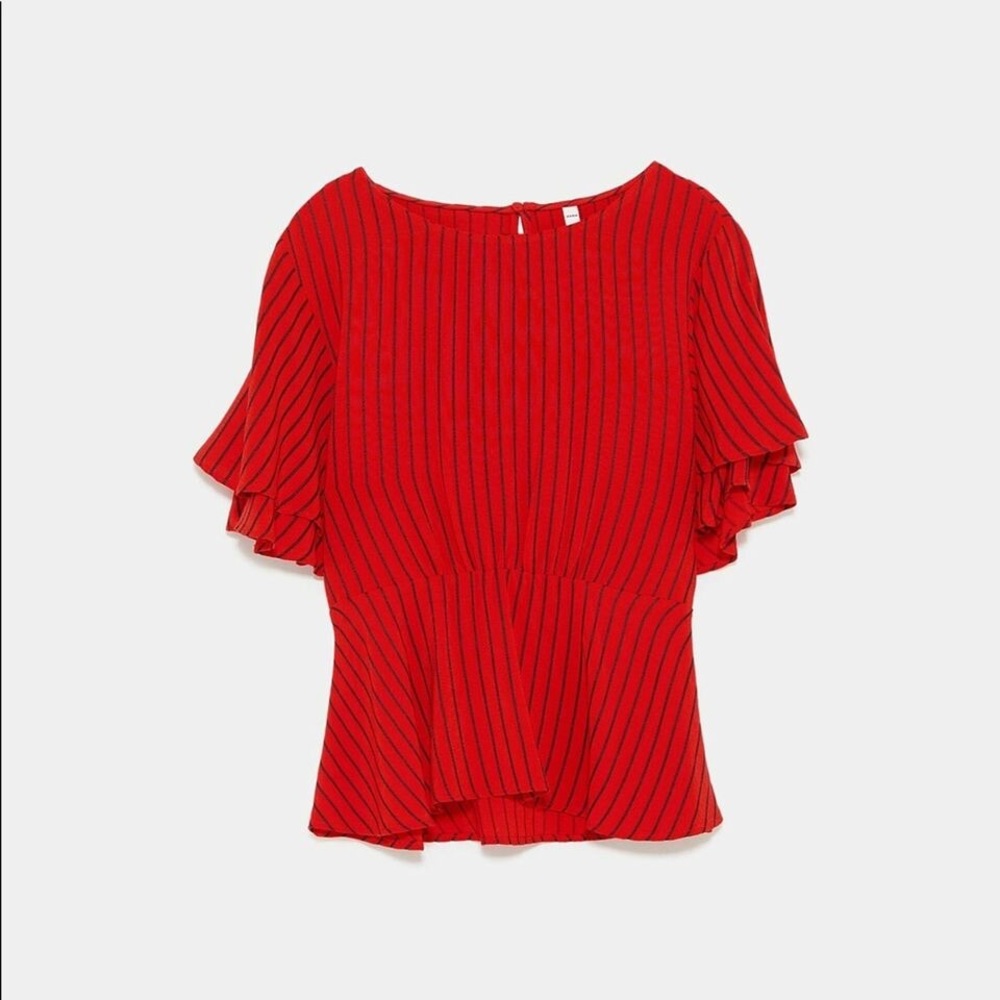 Zara Red & Black Striped Top